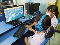 Students practice using AR at spatial.io.